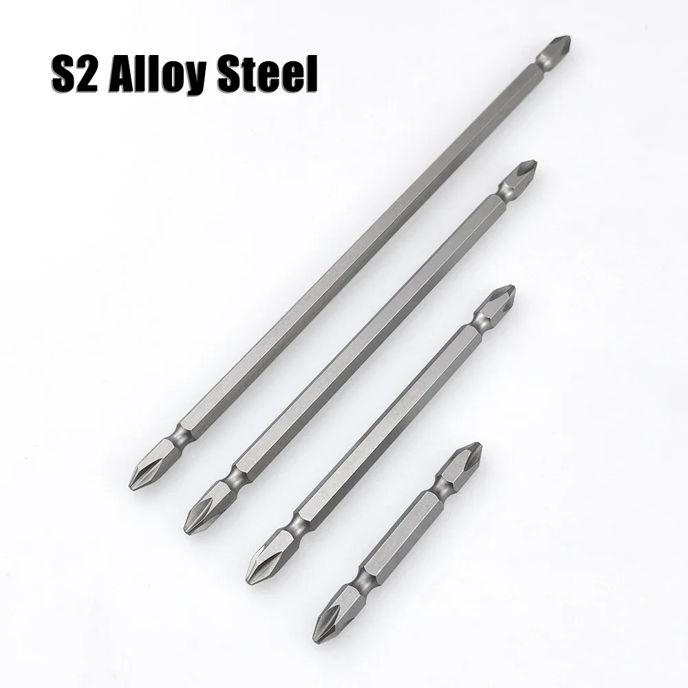 Magnetic Screwdriver Bit Set 10Pcs 65-200mm Double-End Screwdriver Head Bits S2 Steel Ph2 Cross Bit Strong Magnetic High Hardness Torque Batch Head Sets