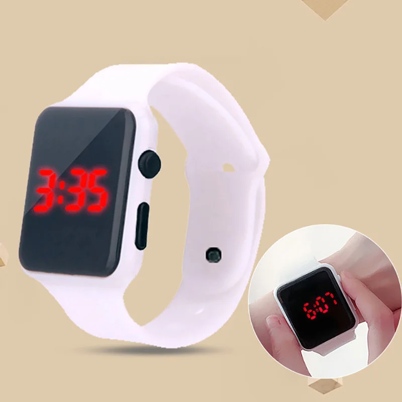 2020 Fashion Square Led Digital Watches Women Casual Sports Electronic Watches White Silicone
