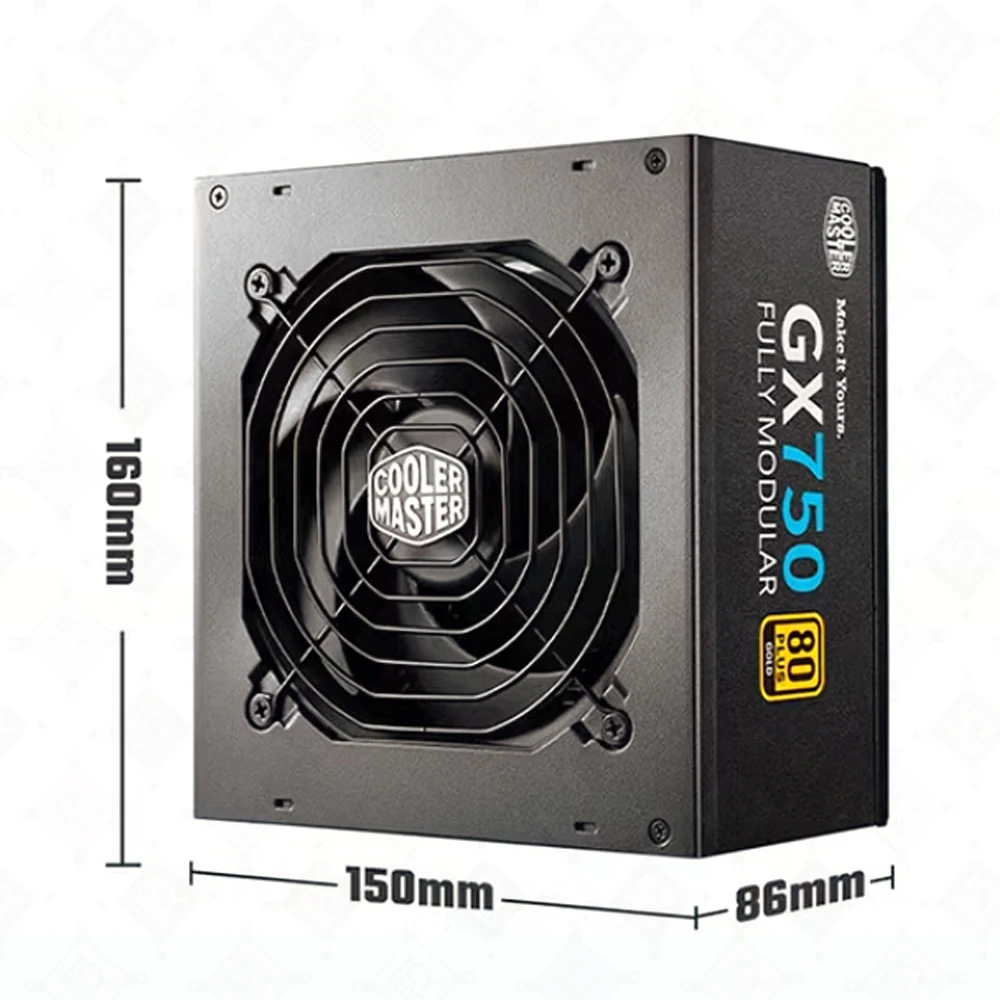 쿨러 마스터 GX750W 풀 모듈 골드 메달 전원 공급 장치, 일본 커패시터, 독립 PCB, ATX2.41, 듀얼 CPU 플랫폼 지원