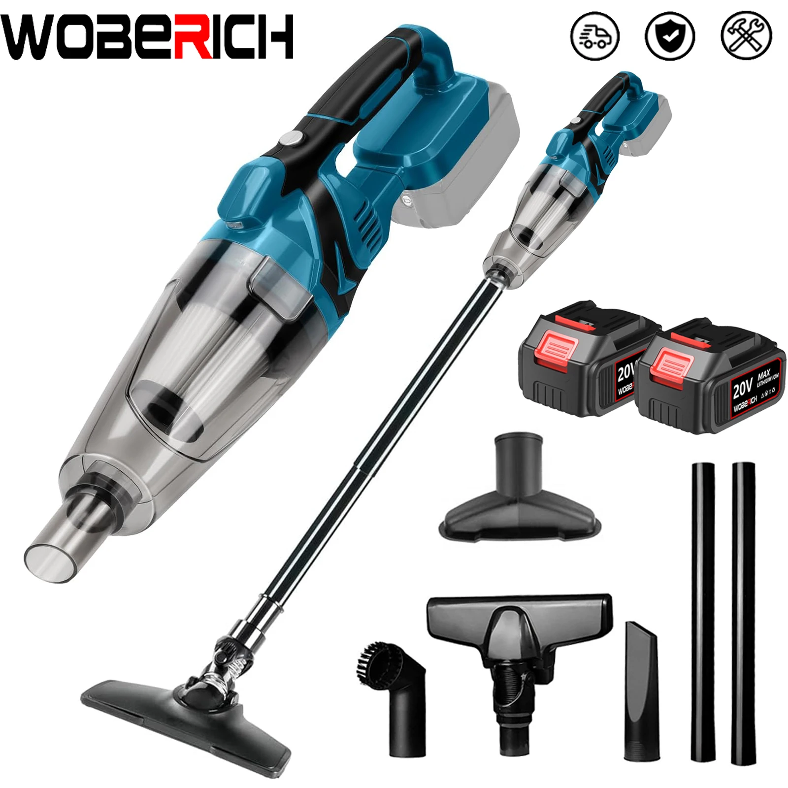 WOBERICH 10000PA electric vacuum cleaner cordless handheld home car dual use home pet hair cleaning power tool Makita 18V battery