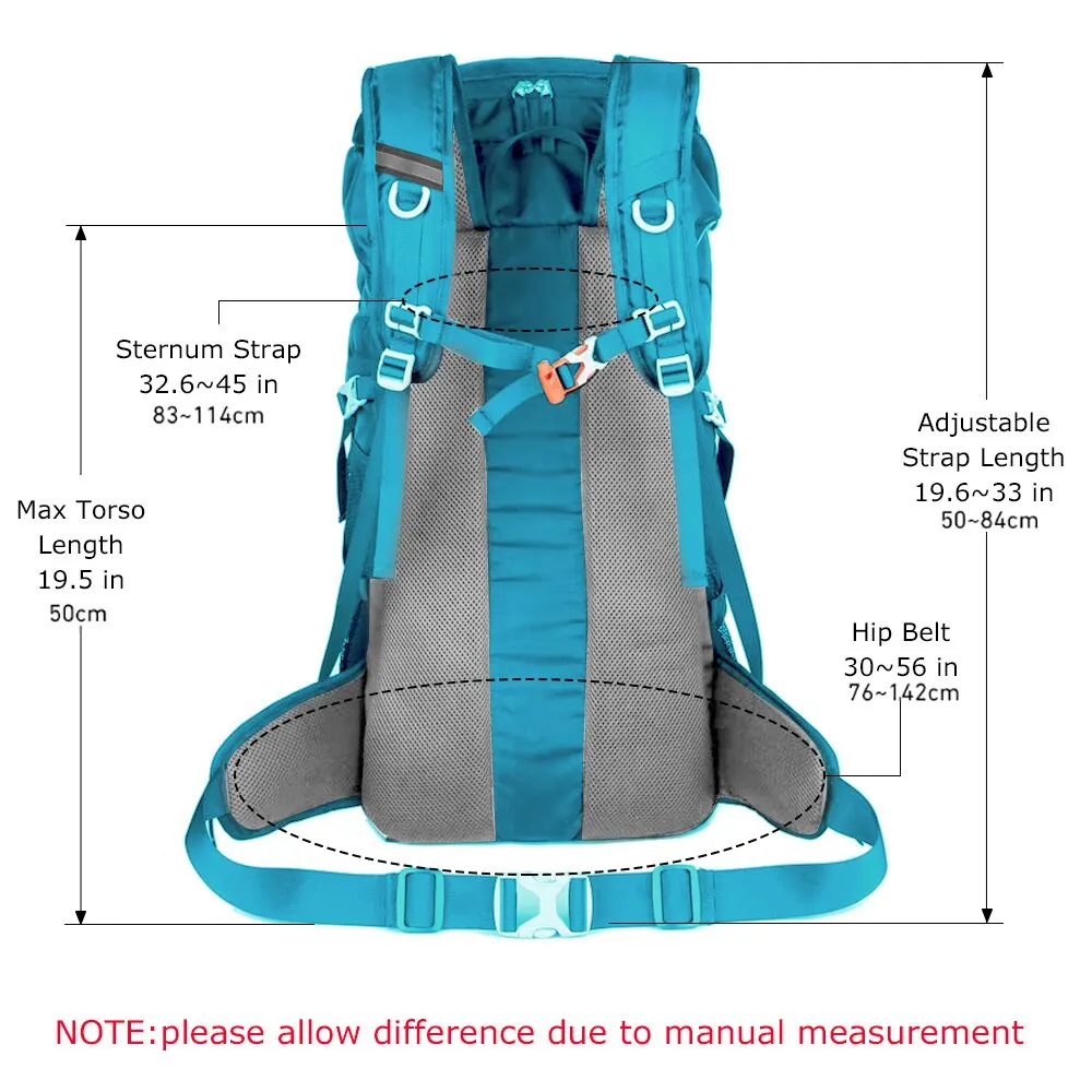 Mountaineering Backpack 50L WESTTUNE with Rain Cover for Travel Trekking Camping