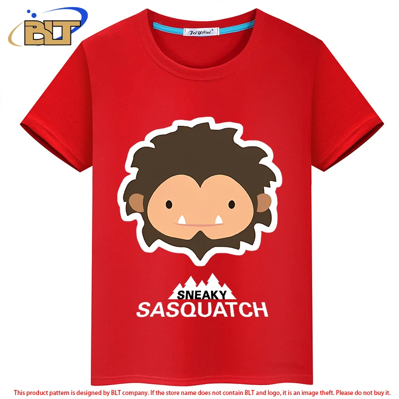 Sneaky Sasquatch Head T-Shirt summer children's short-sleeved casual tops for boys and girls 6