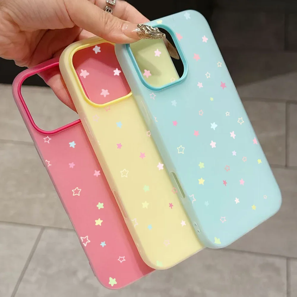 Cute Pastel Color Colorful Star Case For Samsung Galaxy S26 S25 S24 S23 Ultra S21 FE S22 Plus A57 A56 A55 A54 A34 A36 A35 Cover 6