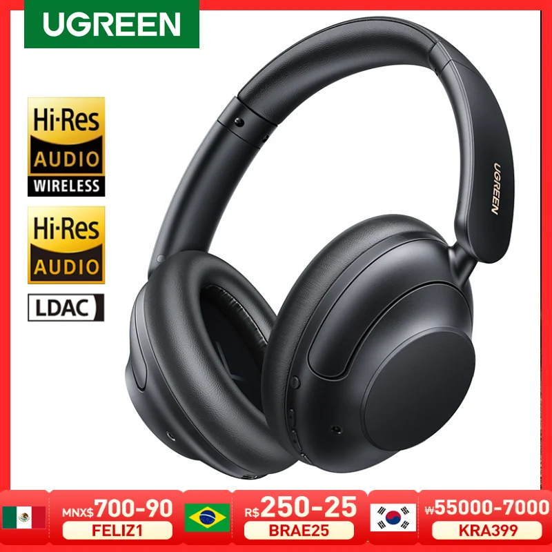 Ugreen Hitune Max5 Hybrid Active Noise Cancelling Auricolare Wireless Over Ear Cuffie Bluetooth 90H Playtime Hi-Res Audio Ldac