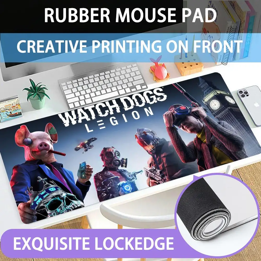 Mouse Pad Large Rubber Mouse Pad With Lock Edge Computer Gamer Hd Legion Watch Dogs Printing Desk Pad Keyboard Pad
