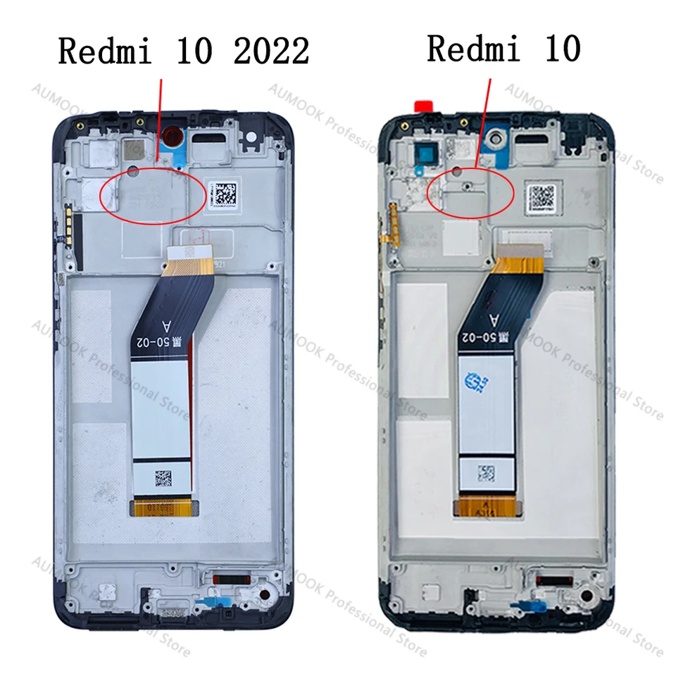 Schermo LCD Per Xiaomi Redmi 10 2021 (Modelli 21061119AG/21061119DG) Con Kit Riparazione, Nero Con Telaio, Sostituzione Display Touch