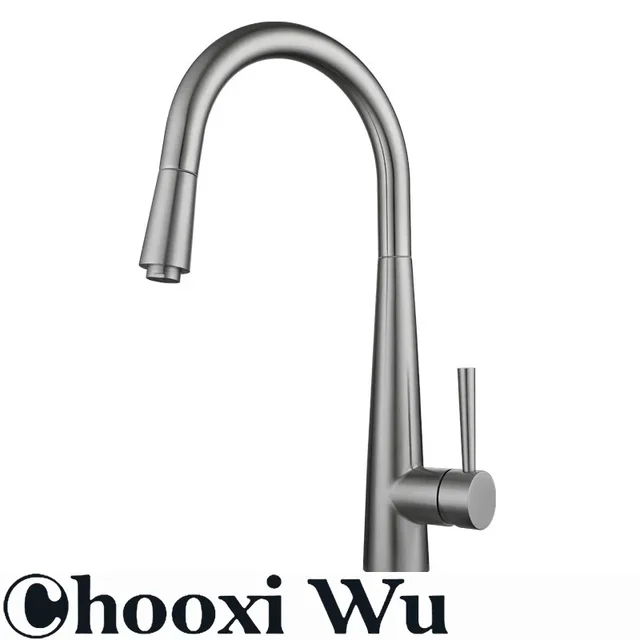 CHOOXIWU - Rubinetto da cucina estraibile in acciaio inossidabile con telescopico rotante per acqua calda e fredda per installazione sul piano di lavoro del bagno 6