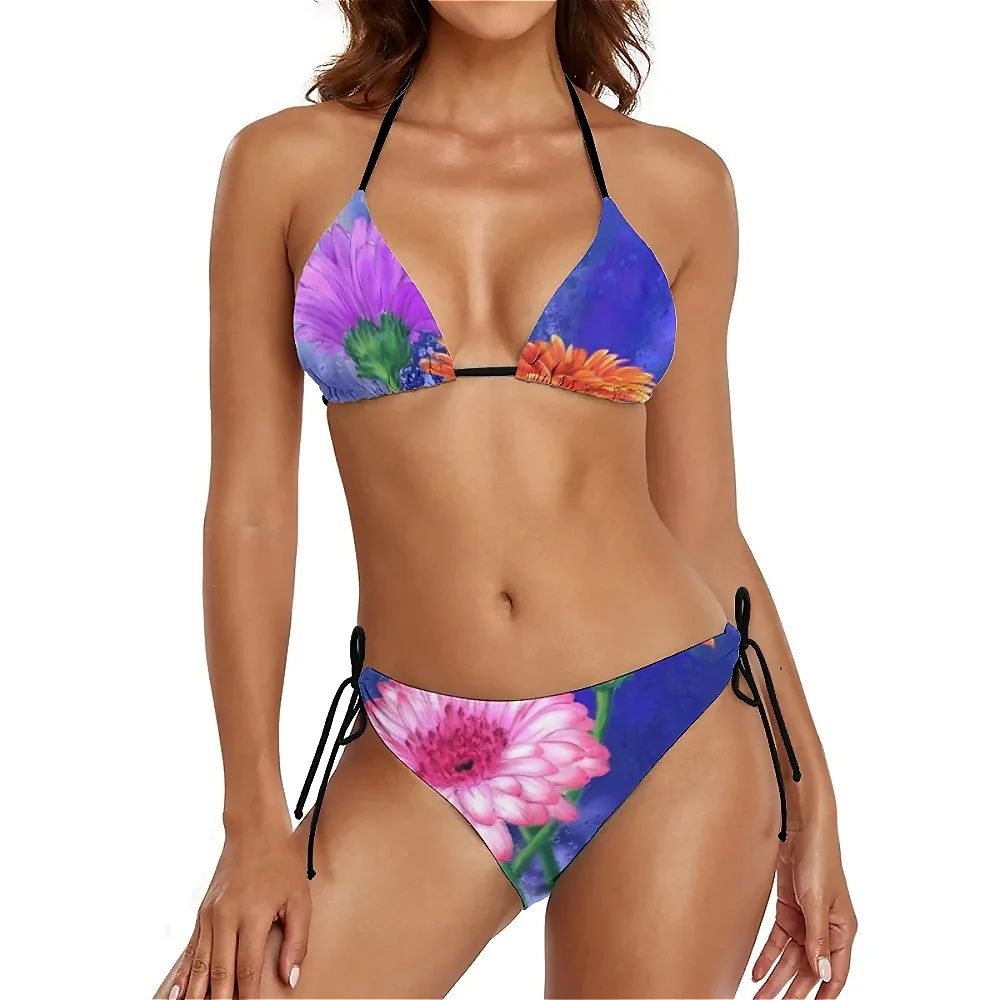 

Abstract Floral Bikinis Set Women Sexy Luminous Print Bikini Swimsuit Surfing Custom Swimwear Two-Piece Fashion Feminine Bikinis