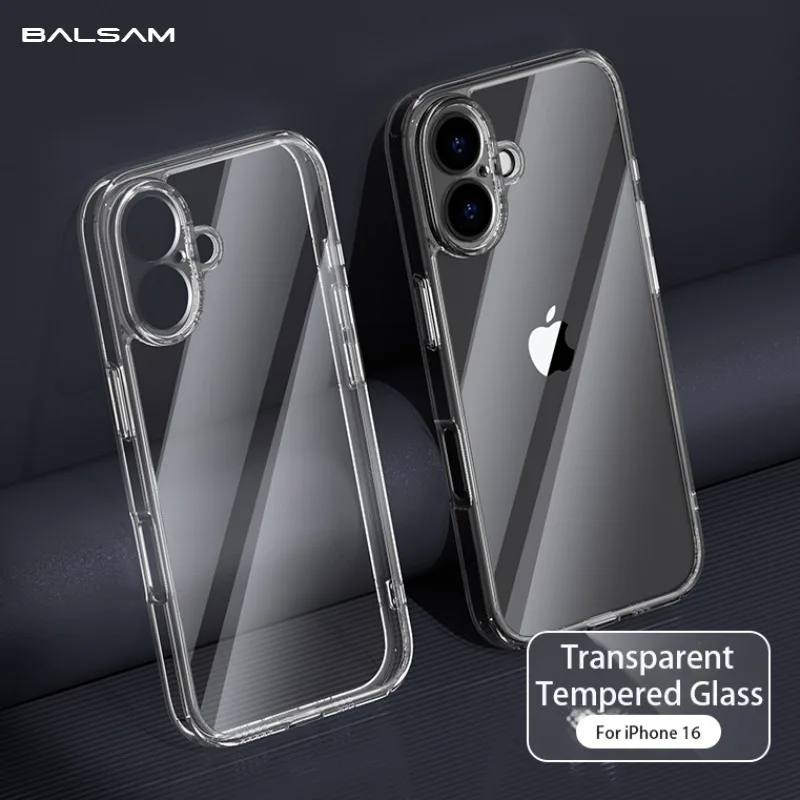 Luxury Transparent Tempered Glass Shockproof Case