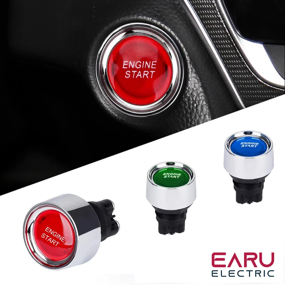 EARU 1PC Car Engine Start Ignition Switch 12V 50A 3 Pin SPST Momentary Keyless Push Button Starter Switches ON OFF For Cars Marine RV