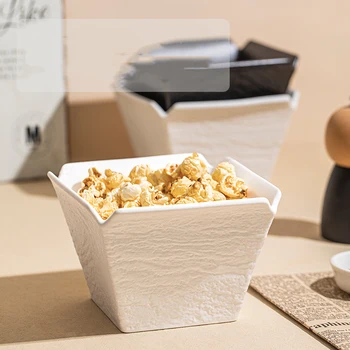 Black & White Square Ceramic Dim Sum Bowl 1