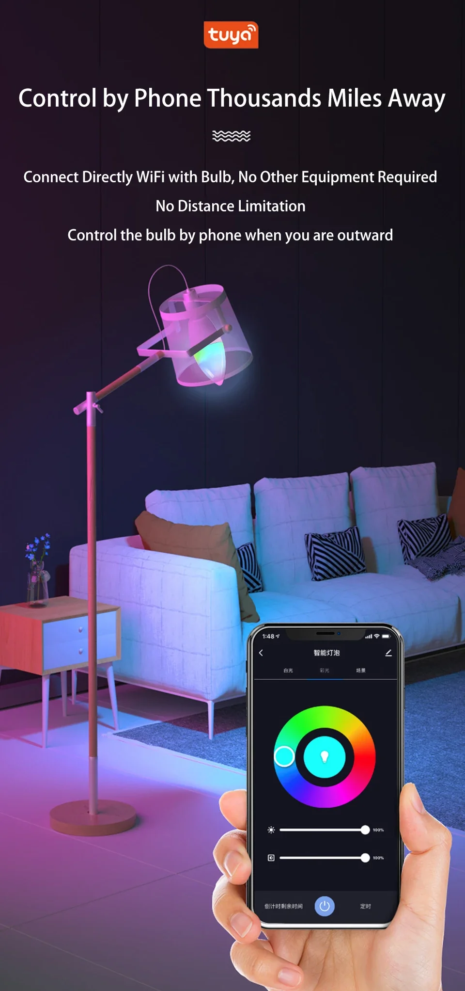 Description Picture 4 of itemTuya Smart WiFi LED Bulb E14 Candel Light 220V 5W 7W 9W Dimmable RGB Lamp Smart Life APP Voice Control Alexa Google Assistant
