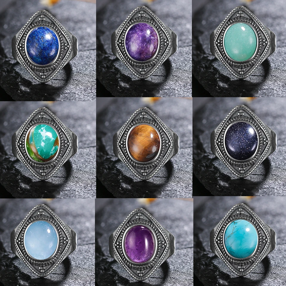 Genuine Sterling Silver & Gemstone Ring – Agate, Moonstone, Or Garnet, Handmade Marquise Boho Style - View #9