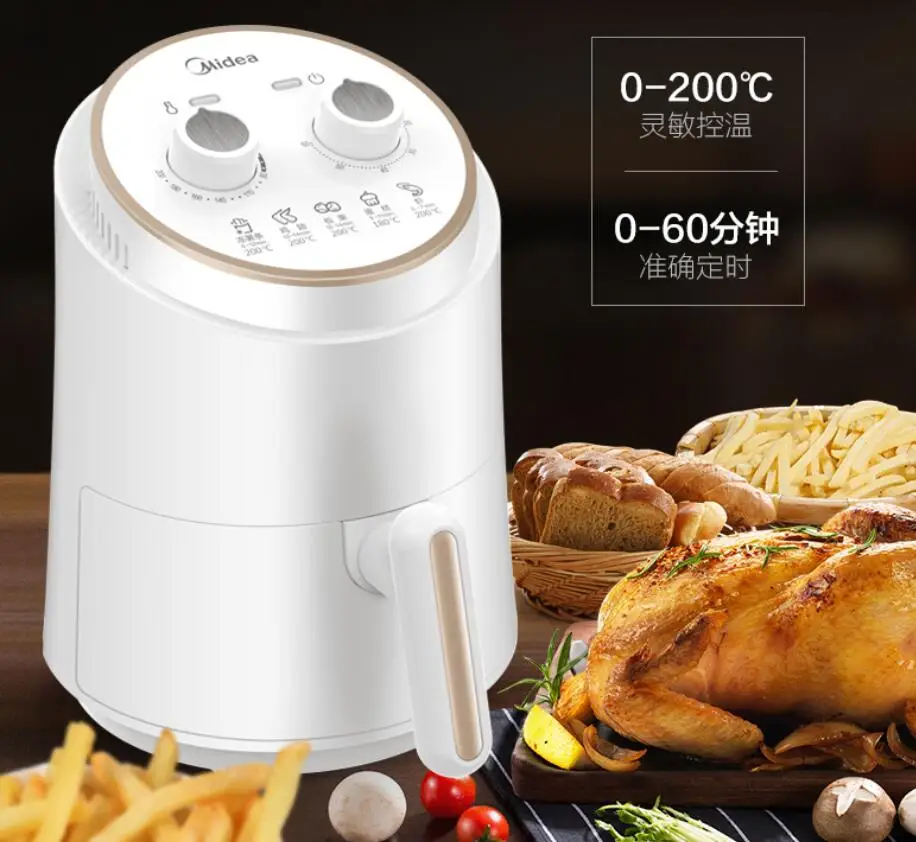 Midea household Air Fryer Home Multifunctional 1.5L small Non-Stick Pot home Chip Maker ZY1501 220-230-240v  White Fried Chicken