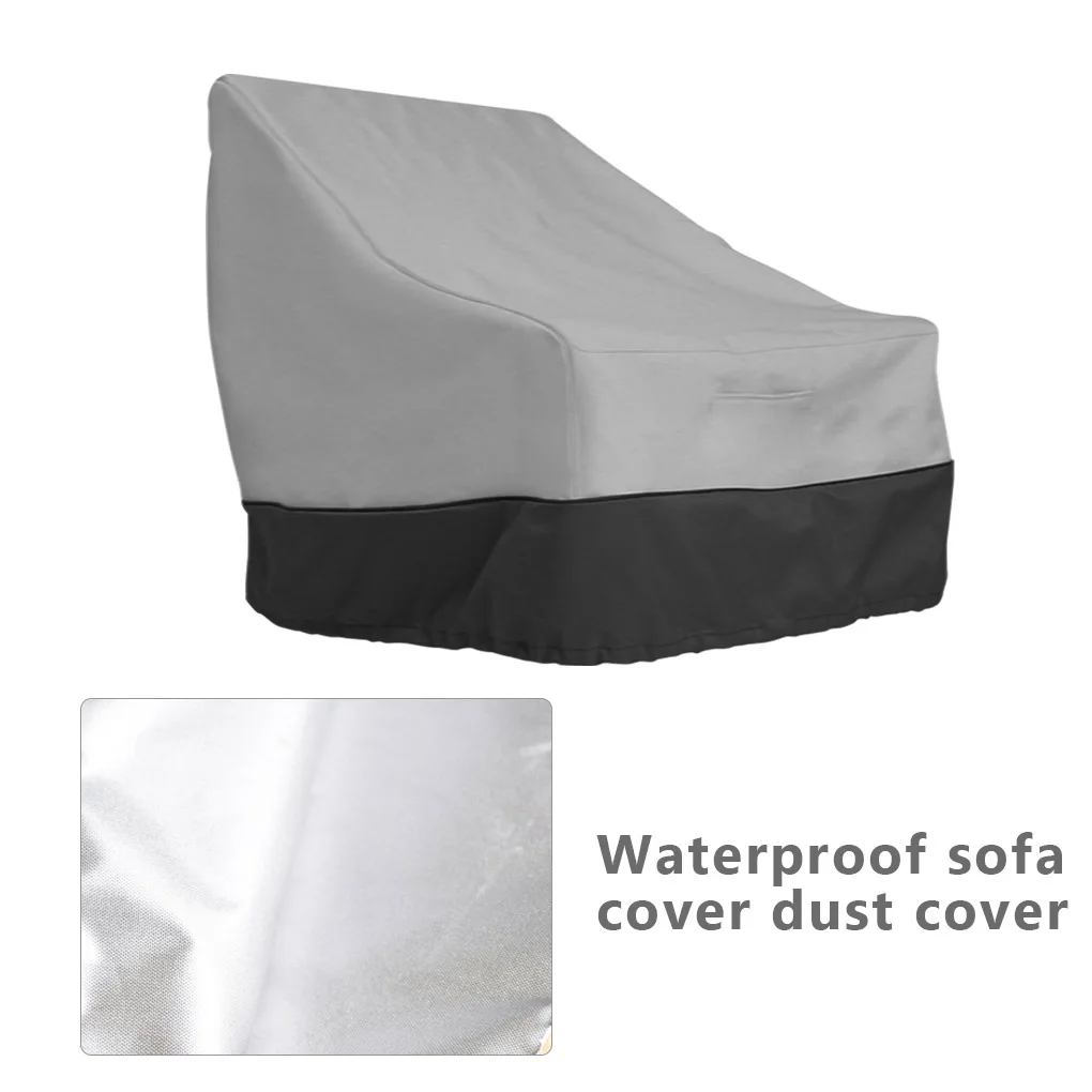 Waterproof Chair Cover High Back Furniture Dustproof Covers Adjustable Organizer Outdoor Patio Accessories Grey + black