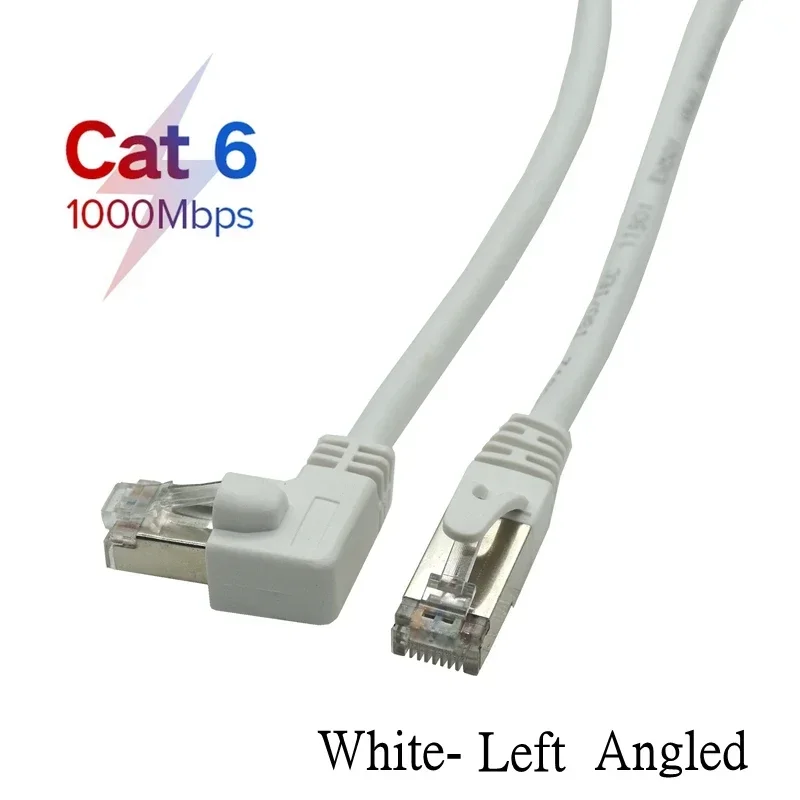 Enhanced Angled Shielded High-Speed Network Cable (White, 0.3m-1m)