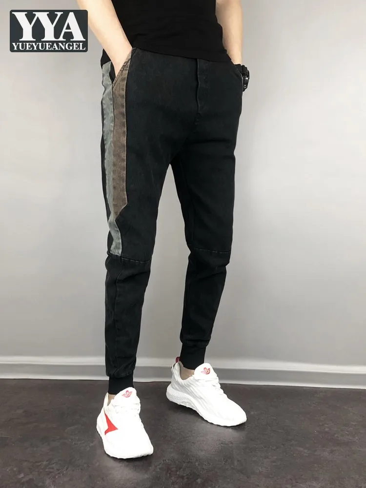 

Fashion Men Slim Fit Side Patchwork Joggers Pencil Pants Elastic Waist Sweatpants Casual Streetwear Spring Long Trousers Male
