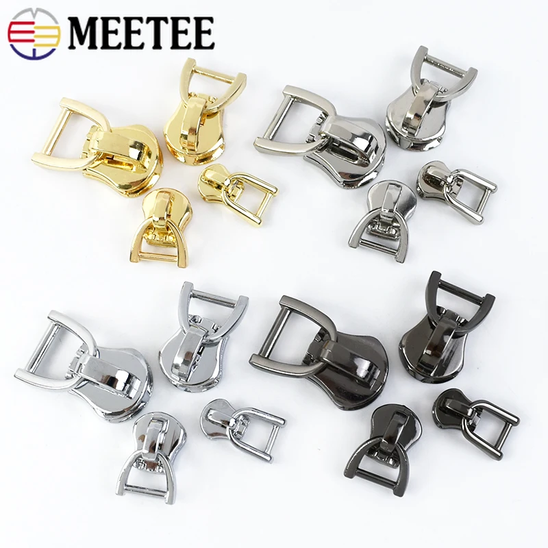 

20Pcs Meetee D Ring 3#5#8#10# Zipper Sliders for Metal Zippers Jacket Bag Zips Head Clothes Repair Kit DIY Sewing Accessories