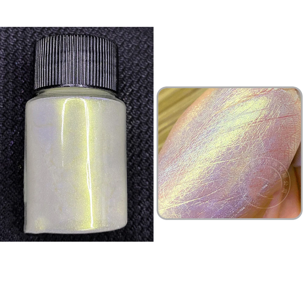 10g/Bottle Pearls White Nail Pigment Glitter Aurora Nail Powder Purple Chrome Glitter Pigment Dust UV Manicure Dip Powder images - 6