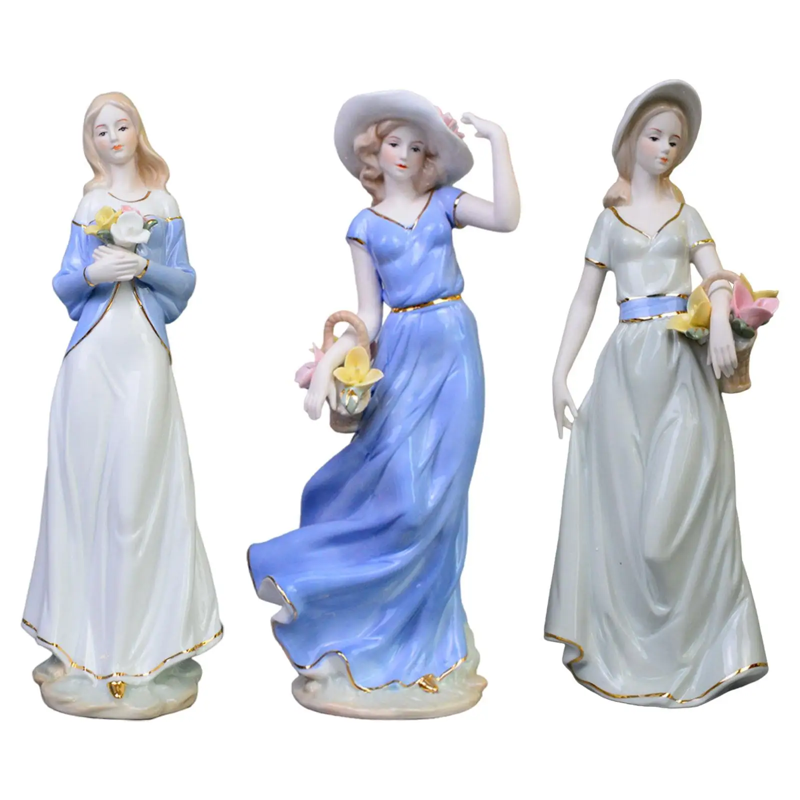 

Girl Figurine Porcelain Figure Cute Modern Art Figurine Decorative Porcelain Figurine Home Decor for Office Tabletop Bookcase