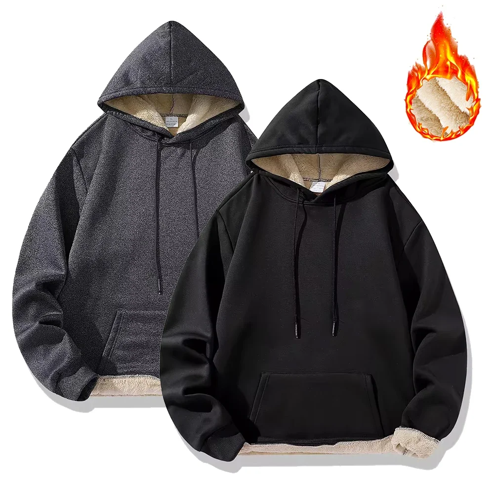 Winter warm verdicken Hoodies Männer Frauen Thermal Casual Pullover Mode Lamm wolle lose einfarbige Sweatshirts Oberbekleidung Mäntel