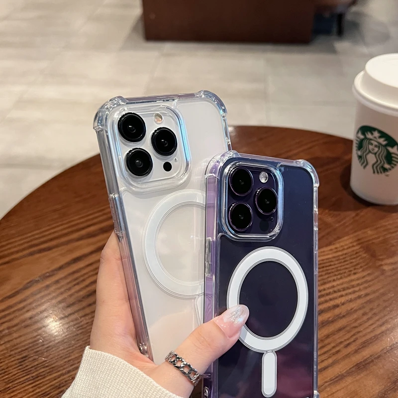Luxurious Magnetic Wireless Charging Shockproof Transparent Phone Case