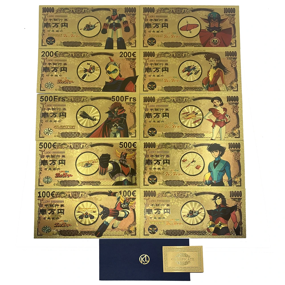 

10 дизайнов, японские классические аниме НЛО, пластиковые открытки из золотой фольги, манга, НЛО, робот, грендар, коллекционные предметы