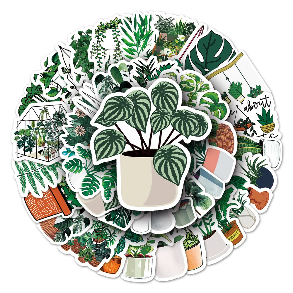 

10/30/50pcs Cartoon Ins Wind Green Plant Creative Graffiti Sticker Desk Suitcase Compute RskateboardWaterproof Sticker Wholesale
