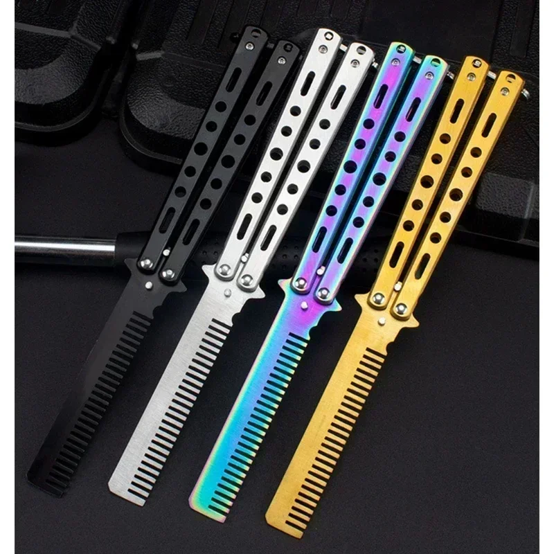 Foldable Comb Stainless Steel Practice Training Butterfly Knife