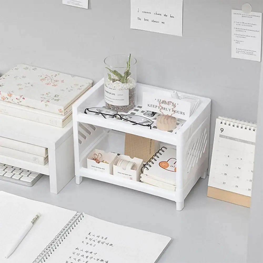 Desk Organizer Storage Organizer Bag Organizer Double Layer Desktop Storage Rack Multifunctional Cosmetic Sundries Storage Shelf Desktop Stationery Holder Kitchen