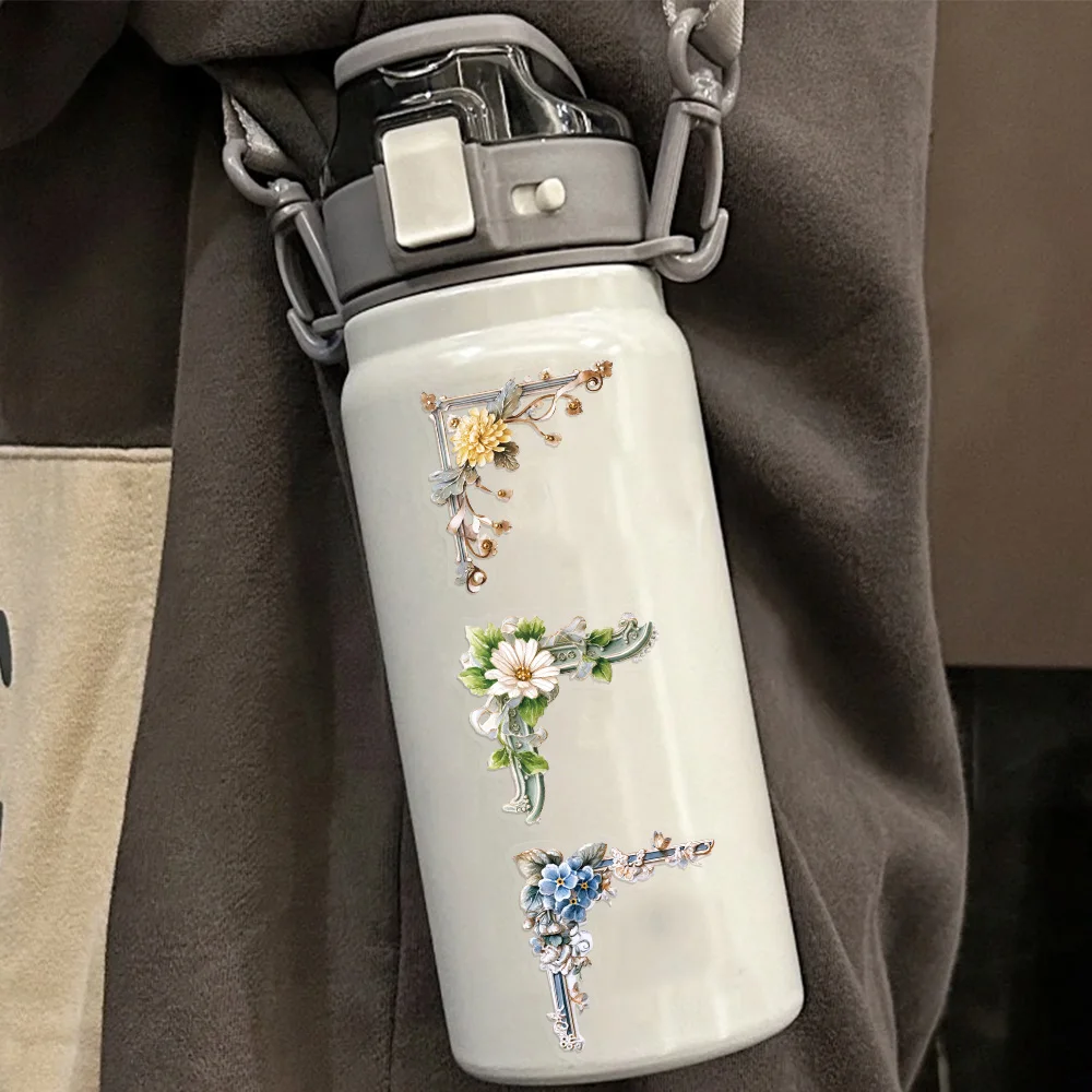 50개 창의적인 꽃 사진 프레임 장식 PET 그래피티 스티커 여행가방 스피커 스케이트보드 물컵 장식 스티커