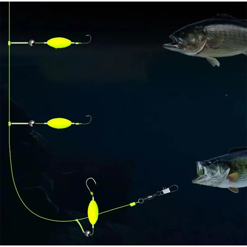 Description Picture 3 of item1 Set Three Reverse Hooks Fishing Rig Anti-tangle Snag Resistant Split Hook Rig Freshwater Saltwater Fishing Accessories