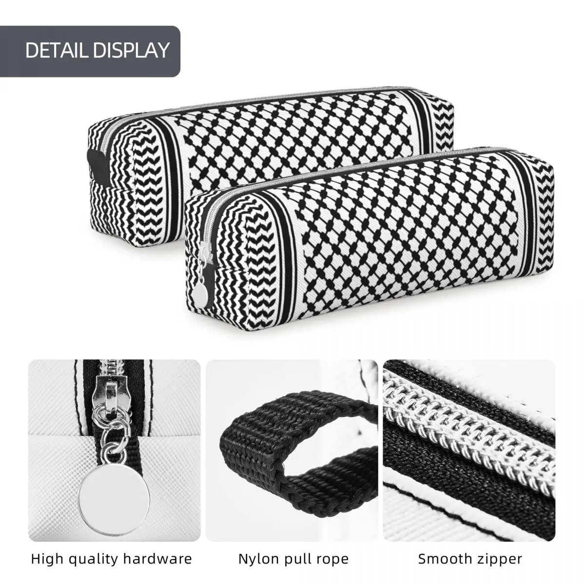 학생 가방용 패션 블랙 아랍 Keffiyeh 펜슬 케이스, 학생 학교 선물, 팔레트 아랍어 펜슬 케이스