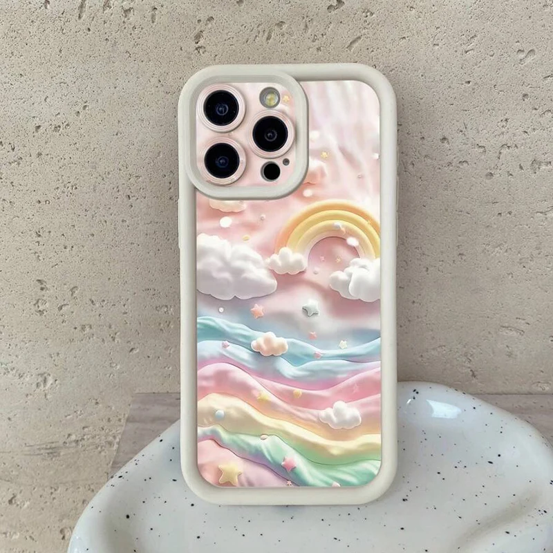 Cloudy Rainbow Design Silicone Phone Case Cover
