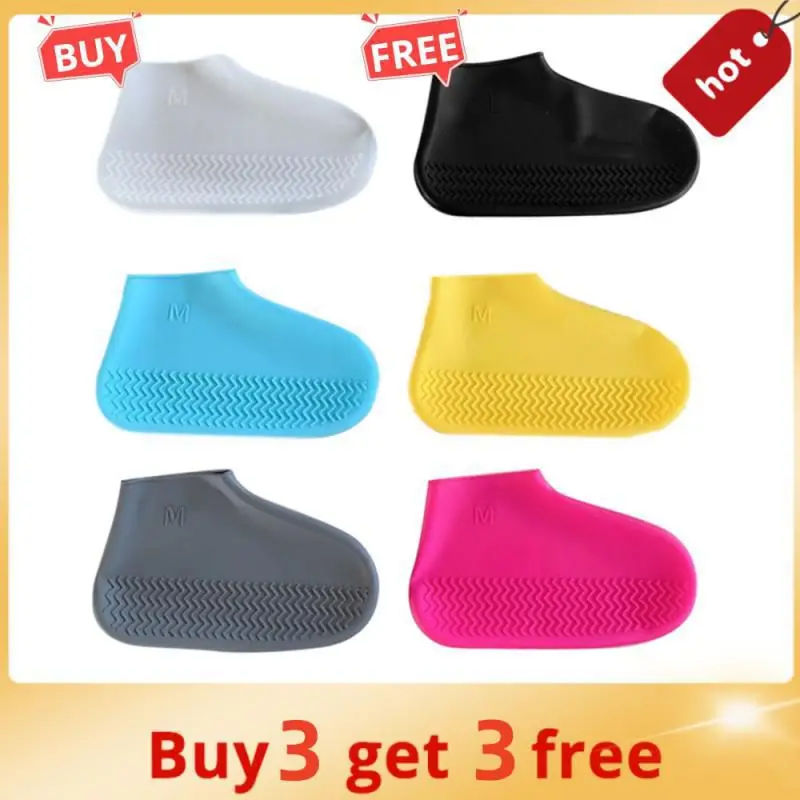 

6 Pair Waterproof Non-slip Silicone Shoe High Elastic Wear-resistant Unisex Rain Boots For Outdoor Rainy Reusable Shoe Cover