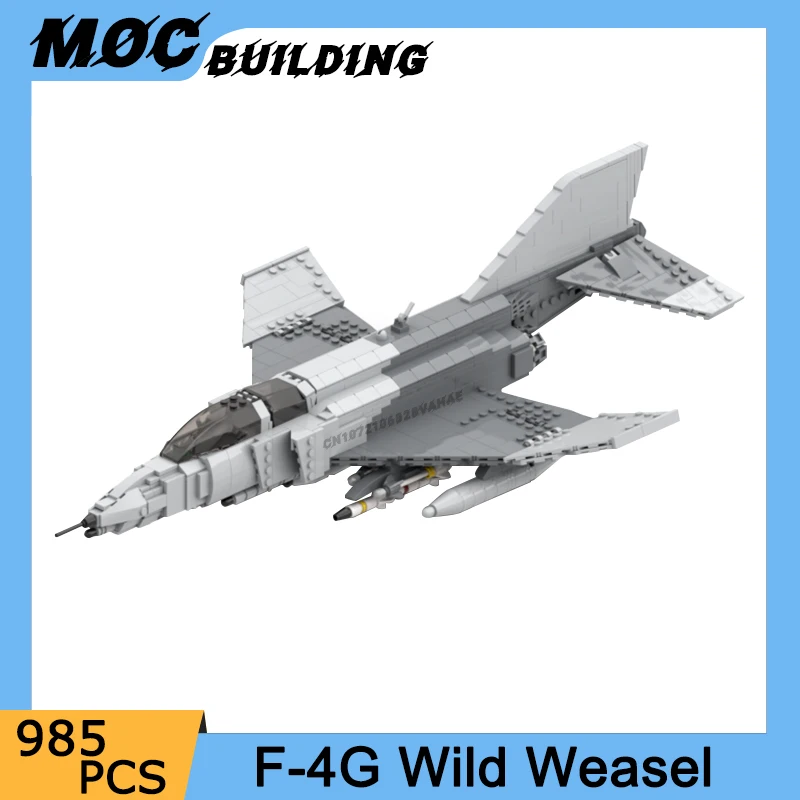 

MOC Building Blocks F-4G Wild Weasel Aircraft Model Plane DIY Assemble Bricks Educational Toys Fighter Collection Display Gifts