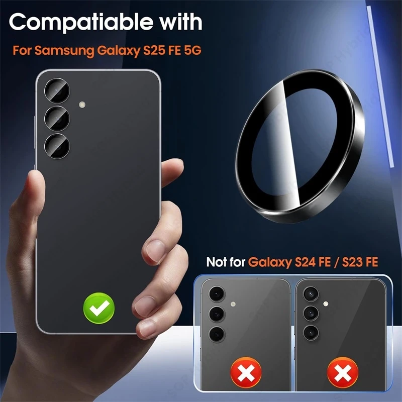 Aluminum Alloy Ring Camera Protectors with 9H Glass Rear Metal Lens Cap
