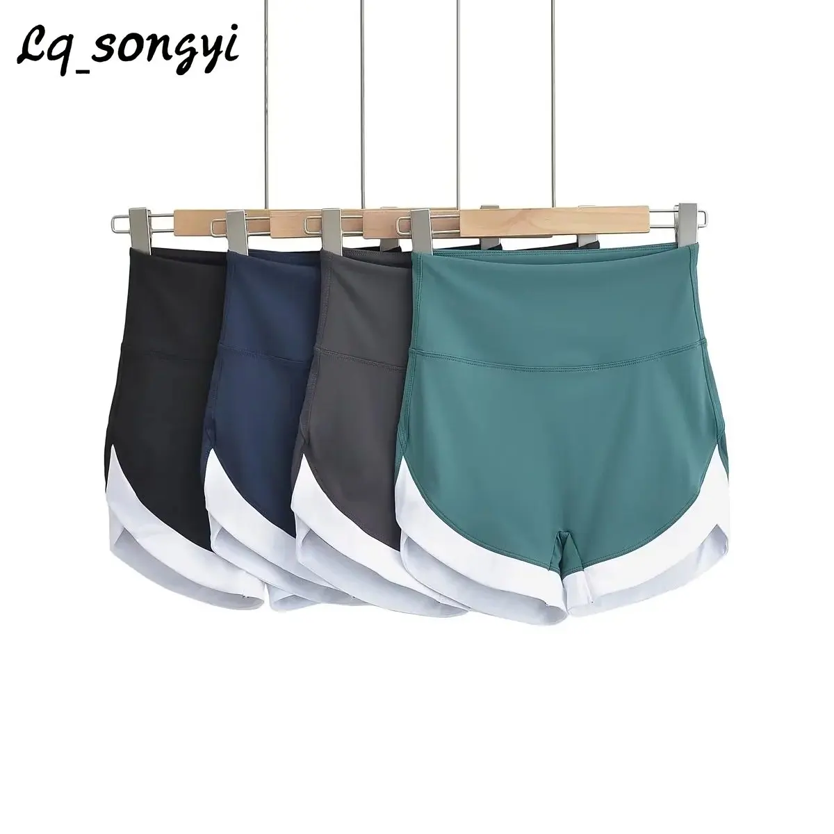 

Slim Skinny Shorts Women Summer 2023 Stripe Splicing Sexy Lady Mini Shorts Elastic Waist High Strecth Sporty Yoga Short Pants