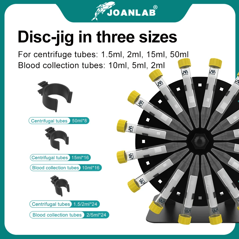 Rotary Mixer JOANLAB Long Axis Rotary Mixer 1.5/2/15/50ml Blood Mixer 360&deg;Disc Tilt Type Shaker Rotator 20-80rpm