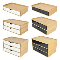 1/2/3 layer Wooden Desktop Drawer Storage Box Cabinet Organizer Supplies Jewelry Storage Box Gift Case Craft Bamboo Storage Box 1
