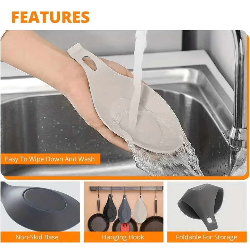 5pcs Spoon Rest, Heat-resistant and BPA-free Kitchen Utensil Holder,Kitchen Countertop Cooking Spoon Rack for Restaurant Kitchen