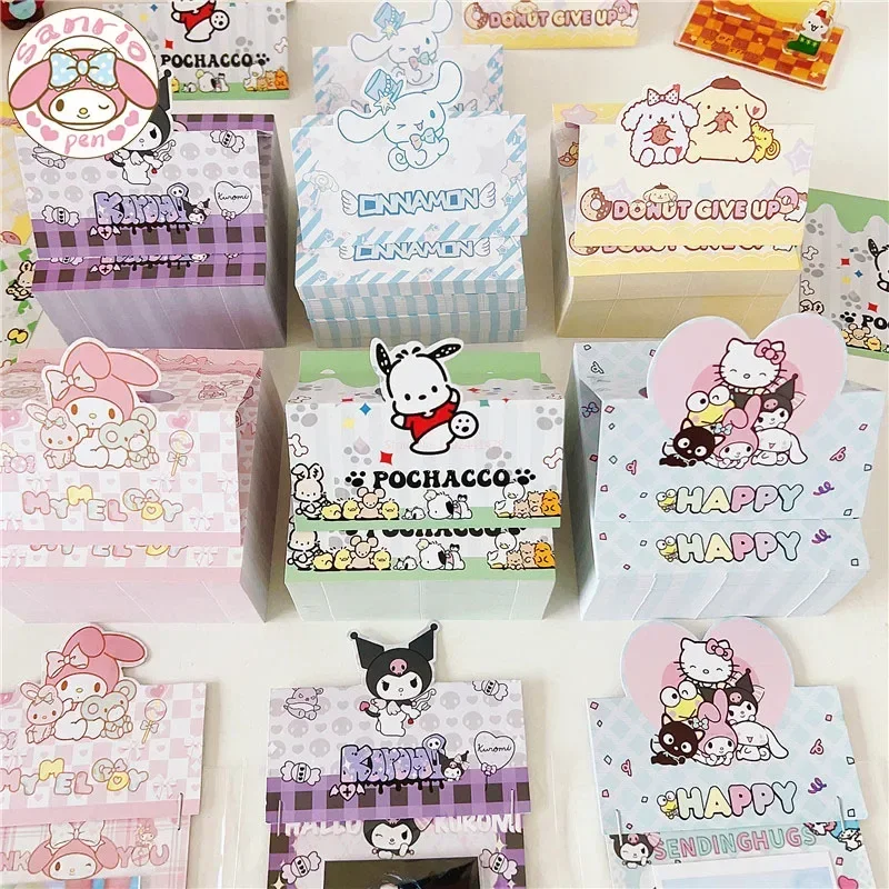 Sanrio Memo Pad Notes 50pcs Cartoon School Supplies Kawaii Pattern Cards Gift Bookmarks Decorative Paper Stationery Set