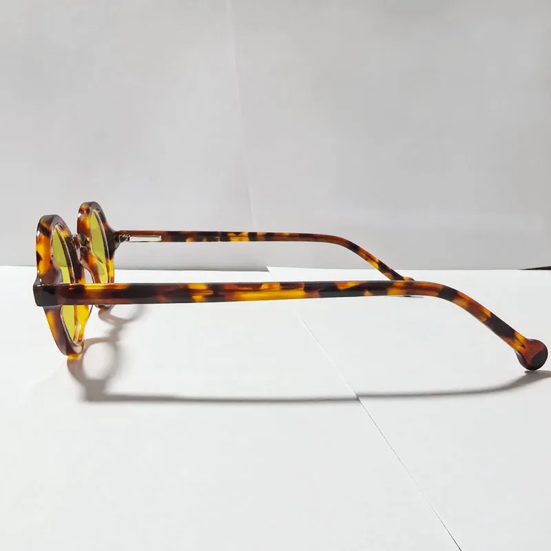 Vintage round acetate fiber UV400 night vision goggles suitable for both men and women's spectacles (yellow lens eyeglass)