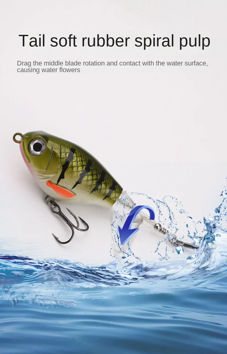 Description Picture 6 of itemJYJ 7.5cm 15g Bass Whopper Plopper Trolling lure crankbait far casting surface with Rotating Tail Fishing Tackle minnow Bait