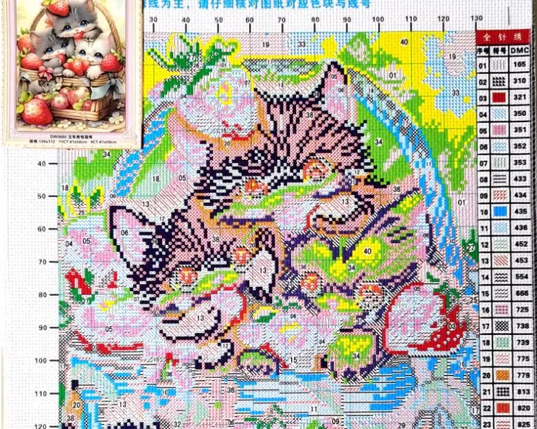 Kit Punto Croce Gatto Floreale | 11CT | 40x50 Cm | Tutto Incluso | Per Principianti E Esperti | DIY Ricamo - Foto 11