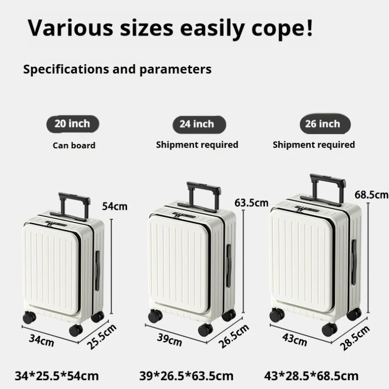 Front-Opening Expandable Luggage Suitcase,20/24/26 inch Large