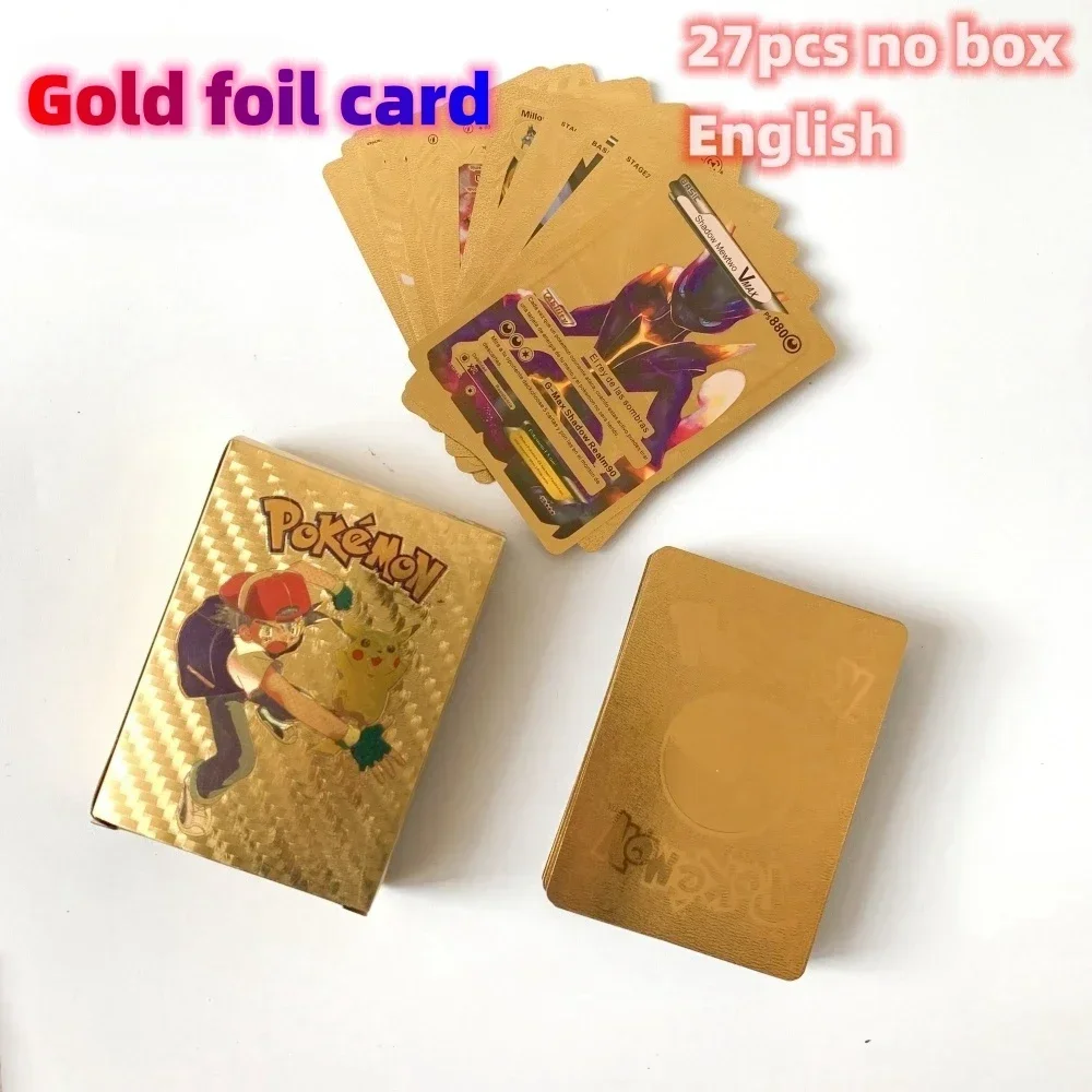 golden foil pokemon cards Unyks Star Pokémon Card Game – 55 Gold Foil Cards Pack | Includes VMAX, GX,  V-Star, EX | Rare & Common | High HP | Collector & Kids Gift Set main image 0
