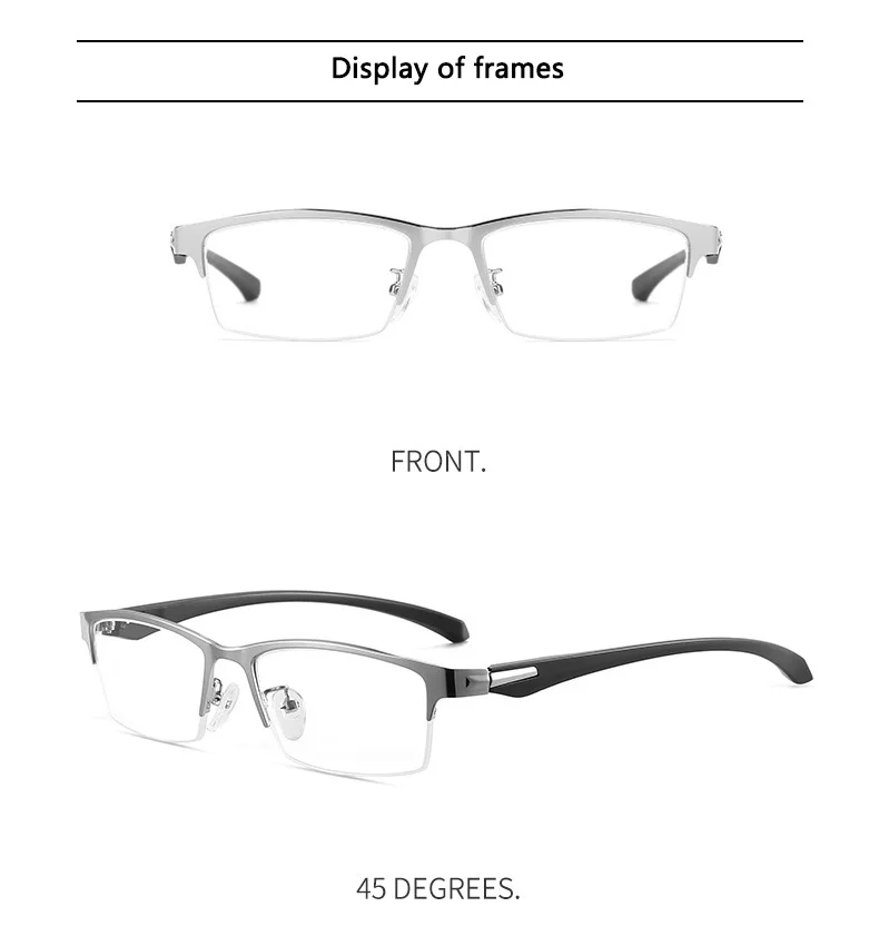 Magnetische Sonnenbrille für Herren, Clip-on-Brille, männlich, 0 Dioptrien, medizinische Brille für Herren, metallischer rechteckiger optischer Myopierahmen – Detail 13