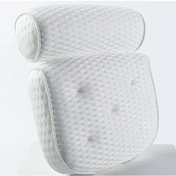 Luxurious Breathable Mesh Bath Pillow with Enhanced Suction Support (White)