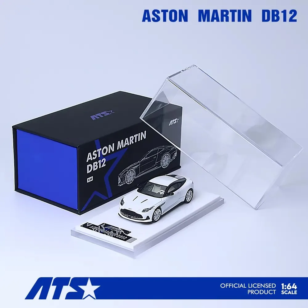 새로운 재고 있음 Ats 1:64 Aston Martin Db12 블루 합금 미니어처 다이캐스트 모델 Aston Martin 스포츠카 모델 장난감 장식품 어린이 선물